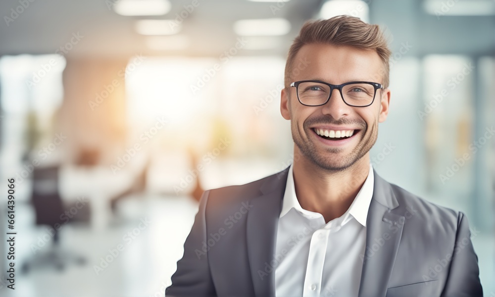 Smiling businessman in office