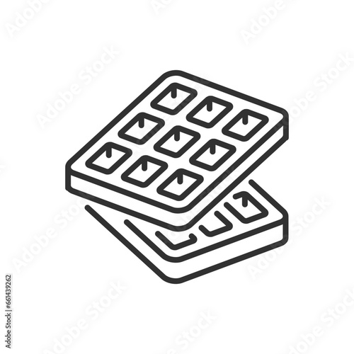baked waffles, linear icon. Line with editable stroke