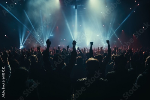 Wallpaper Mural A vibrant image of a large crowd of people at a concert, all raising their hands in excitement. Perfect for capturing the energy and atmosphere of live music events. . Torontodigital.ca