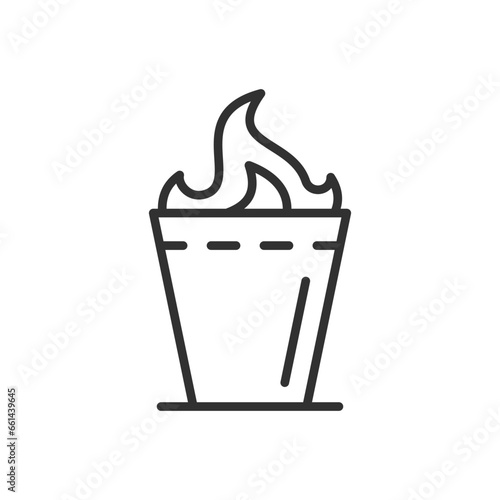 Cocktail with fire. Shot of an alcoholic beverage, linear icon. Line with editable stroke