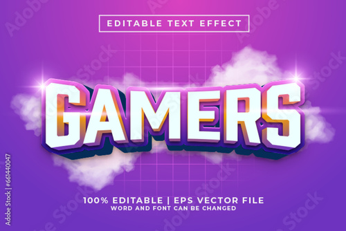 Gamers 3d Editable Text Effect Cartoon Style Premium Vector