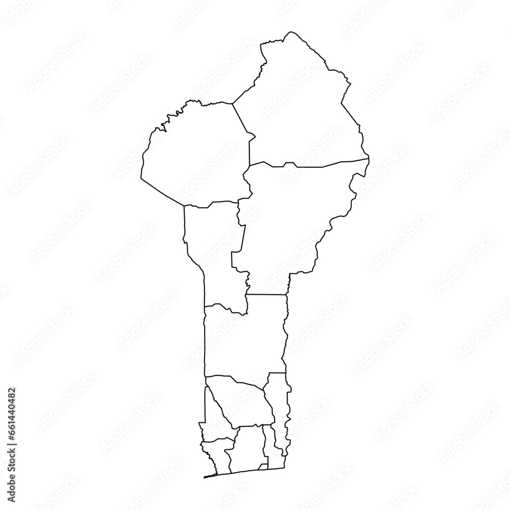 Benin map with administrative divisions. Benin map with administrative divisions.