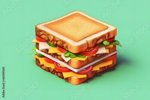 Sandwich 3d rendering Isometric style photo