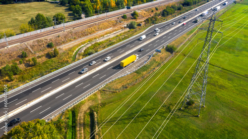 Aerial view of the Autostrada Del Sole in Italy.