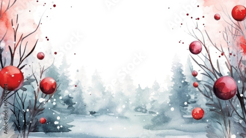 Watercolor Christmas Greeting Card Mockup, Generative AI