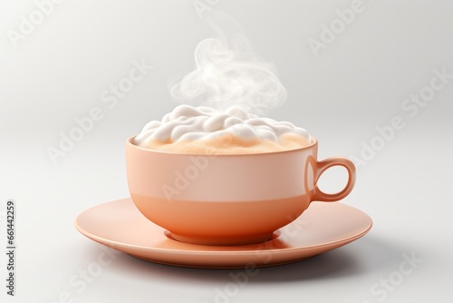 Disposable cup with hot soup and steam rising from the top, Generative AI
