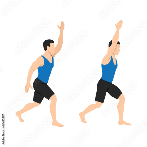 Man doing Split jacks exercise. Flat vector illustration isolated on white background © lioputra