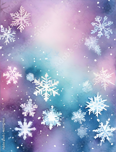 Snowflakes painted background watercolour duotone color palette © Natasha Breen