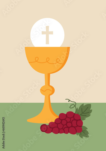 Vector illustration of holy communion in flat style