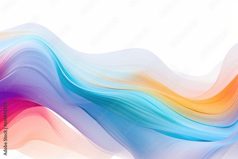 Neon-tinted abstract waves curve and blend on white background. Neon-tinted abstract waves curve and blend on white background.