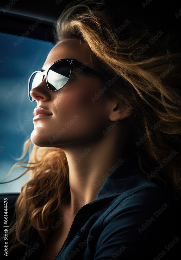 Close-up portrait of a woman in a car Close-up portrait of a woman in a car