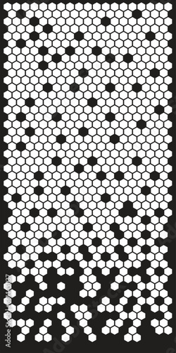 CNC pattern, hexagonal design, Gray-black background.