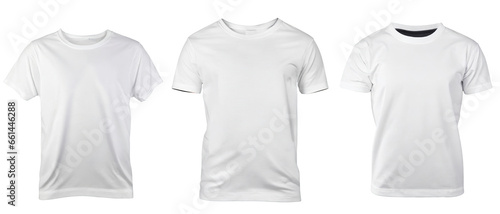 set of men's white blank T-shirt template half sleeve with clipping path, men's t-shirt for your design mockup for print, on a transparent background. template for casual clothes,set of men's white bl