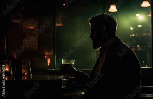 Wallpaper Mural Man sits in a dark bar and drinks alcohol Torontodigital.ca