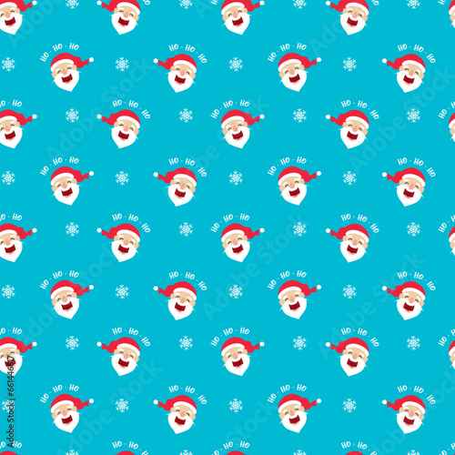 Funny laughing santa claus, ho-ho-ho seamless pattern