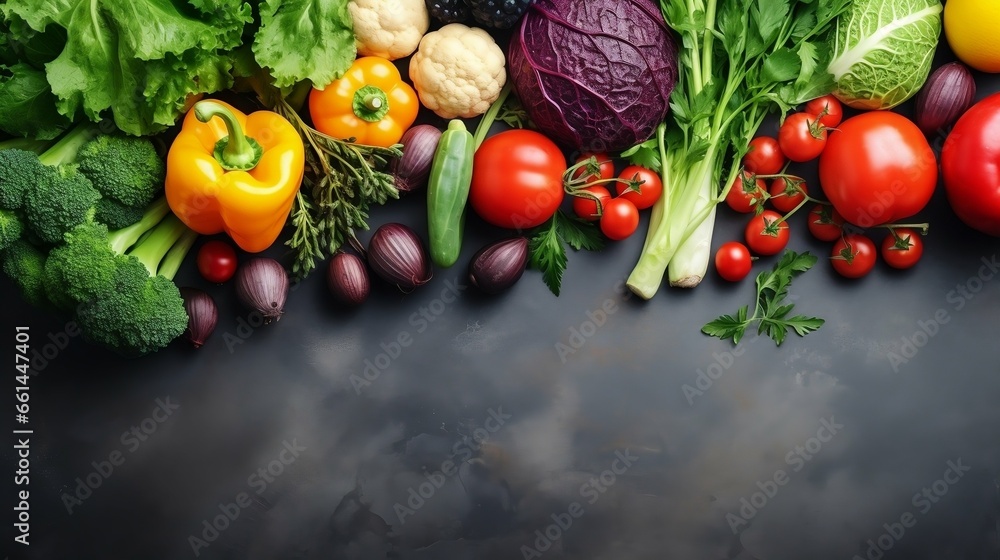 Fresh organic vegetables for healthy cooking on stone