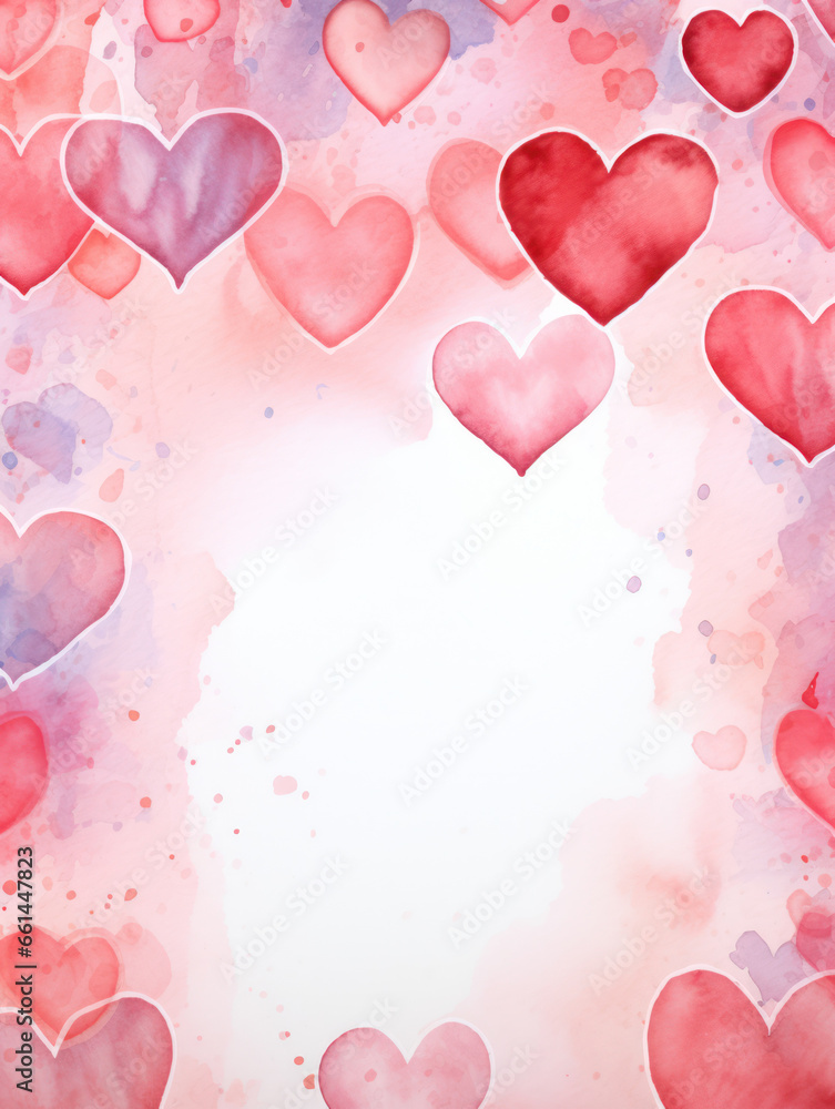 Watercolor Valentine's Day Greeting Card Mockup, Generative AI