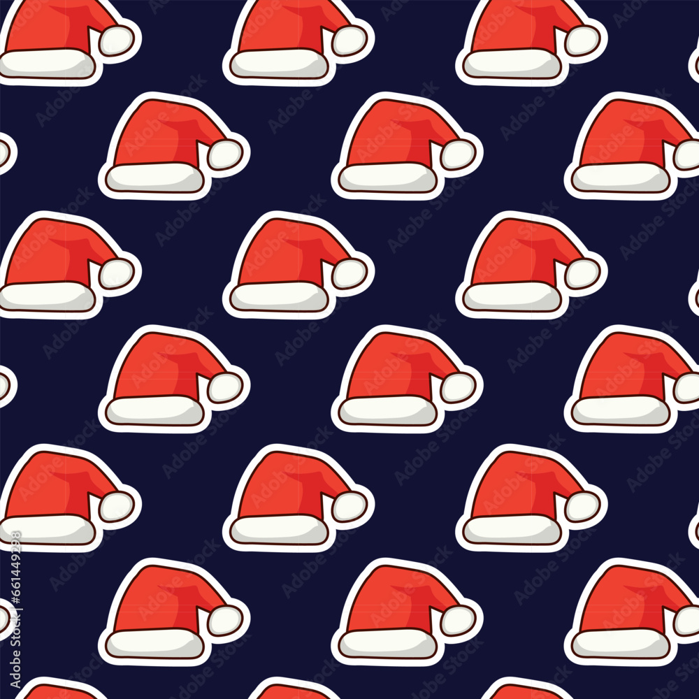 Seamless pattern of cute Santa Claus hats, wallpaper or card for New Year and Christmas Seamless pattern of cute Santa Claus hats, wallpaper or card for New Year and Christmas