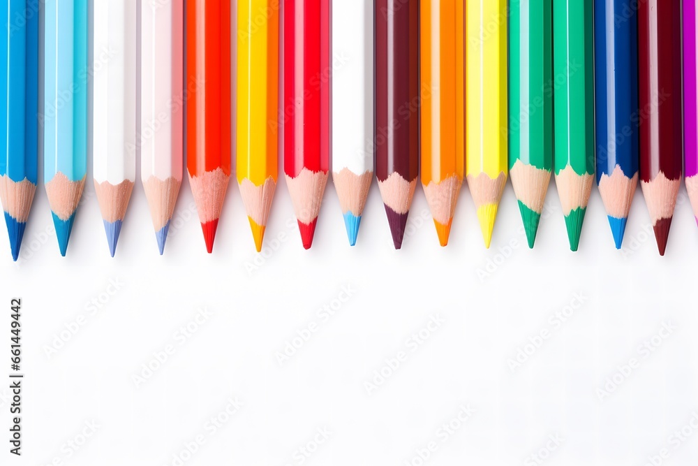 Color pencils isolated on a white background, close up Color pencils isolated on a white background, close up