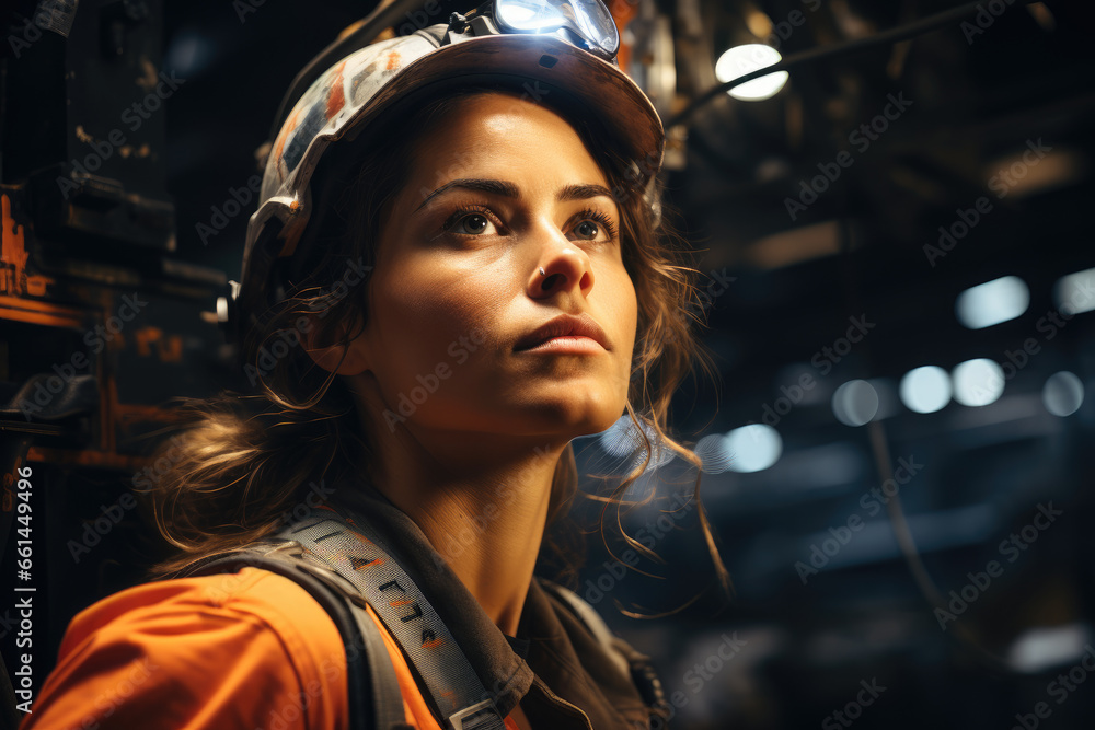 Generative ai illustration of Industry maintenance engineer woman on site