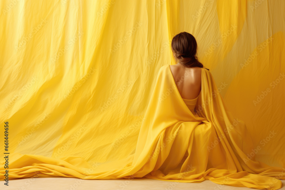 Portrait of a female model in yellow Portrait of a female model in yellow
