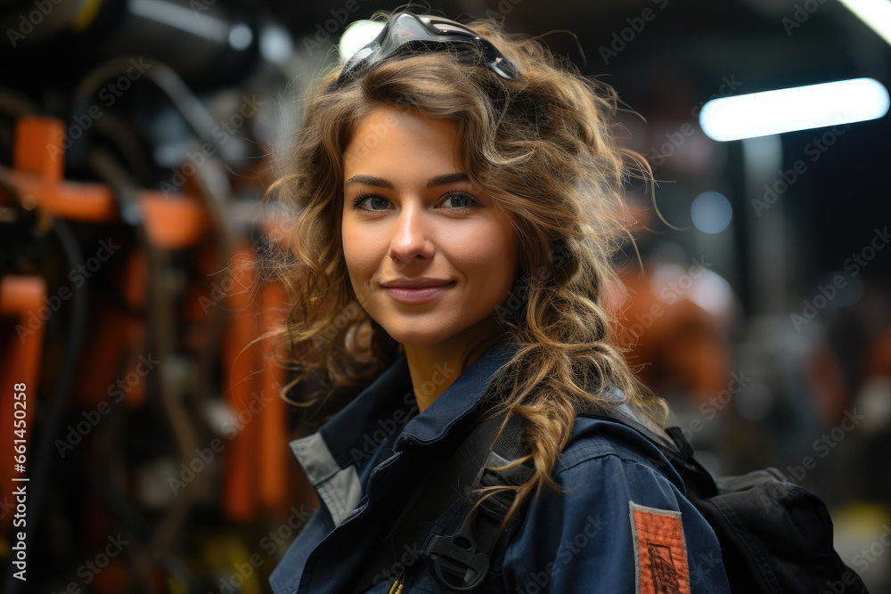 Fototapeta premium Generative ai illustration of Industry maintenance engineer woman on site