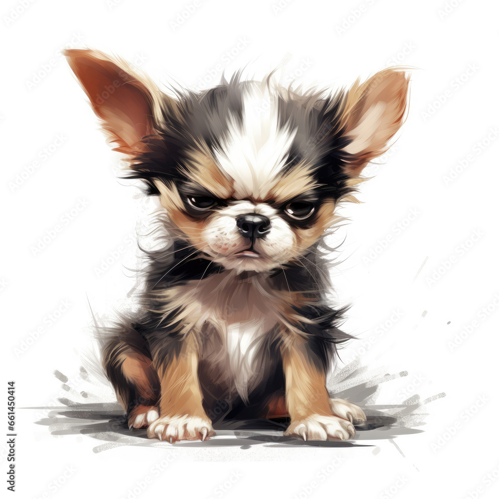 cute grumpy puppy, illustration on white background (AI) cute grumpy puppy, illustration on white background (AI)
