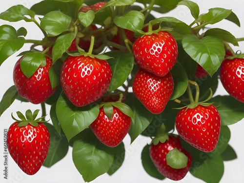 ripe red strawberry fruits isolated on a transparent background