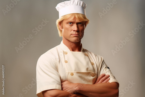 A man in a chef's uniform posing for a picture. This image can be used for culinary blogs, restaurant promotions, or cooking-related articles.