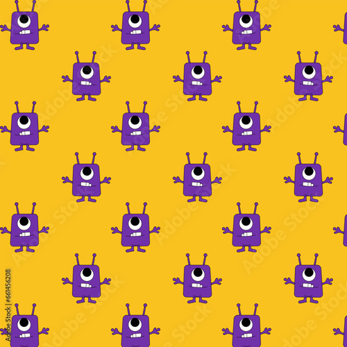 Pattern cute little toothy monster