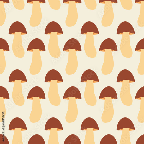 Boletus mushroom hand drawn vector illustration. Cute autumn forest ceps seamless pattern for fabric or wallpaper.