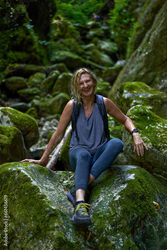 Womah hiker exploring a gorge