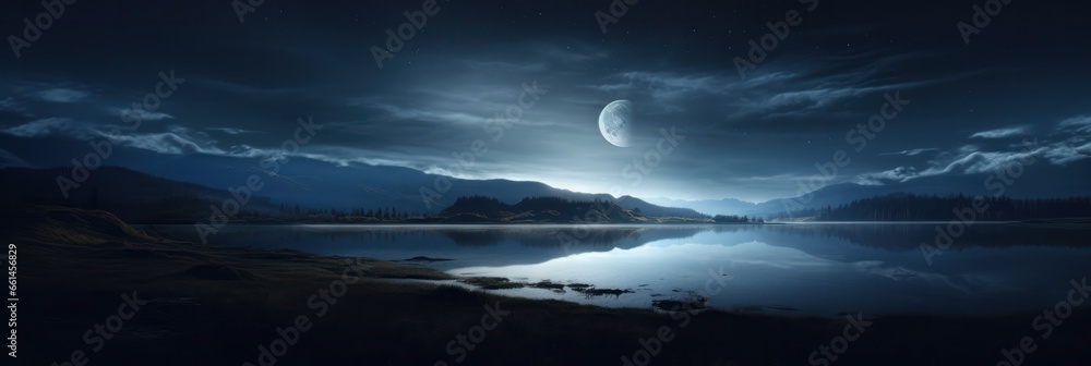 Fototapeta premium Lunar light show: moon eclipse with cloud formations, a scientific celestial display