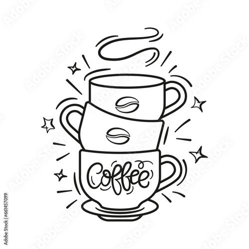 Coffee cup icon vector illustration. Sketch cup on isolated background. Poster sign concept.