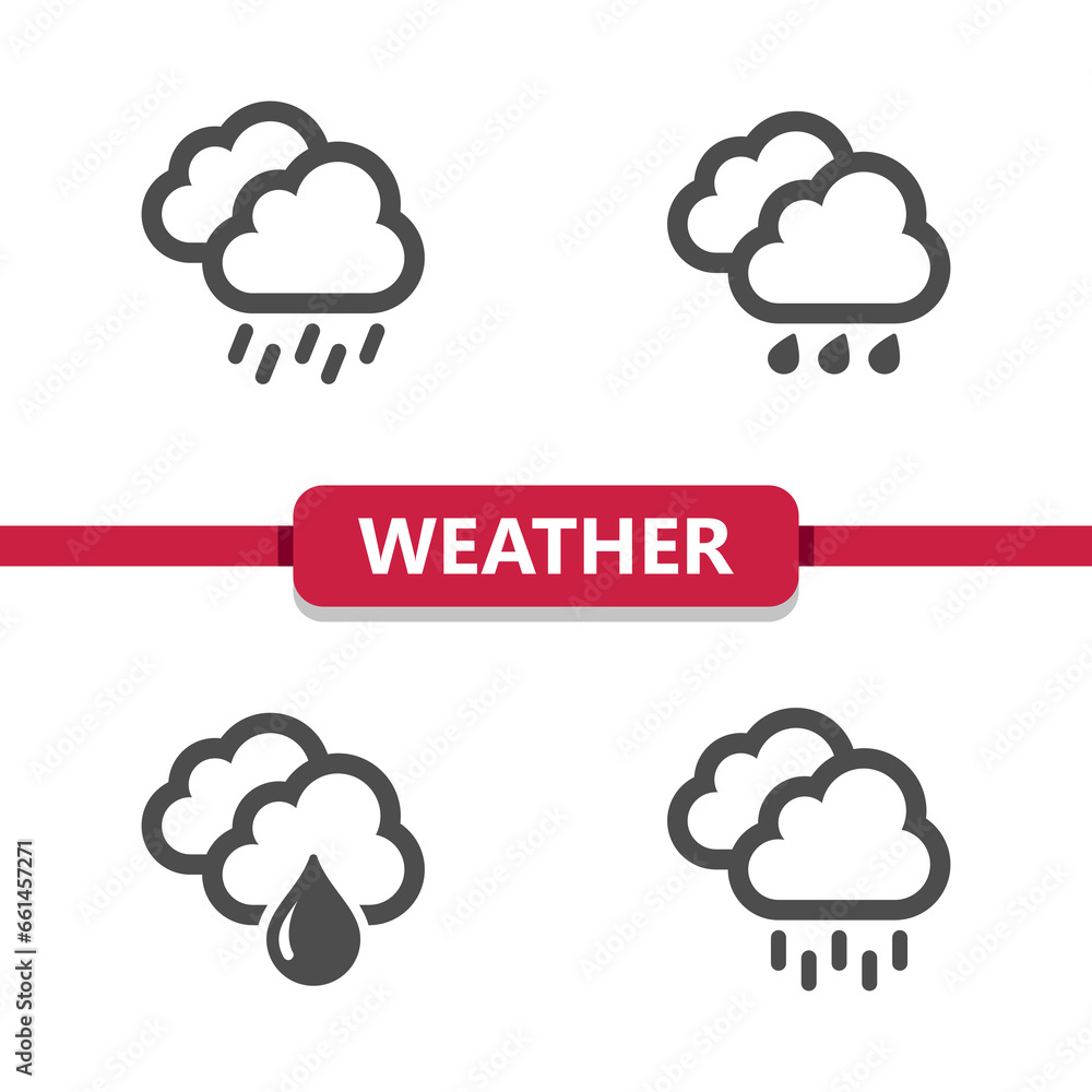 Weather Icons - Clouds, Cloudy, Cloud, Rain, Raining Vector Icon