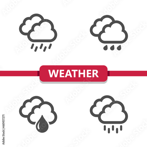 Weather Icons - Clouds, Cloudy, Cloud, Rain, Raining Vector Icon