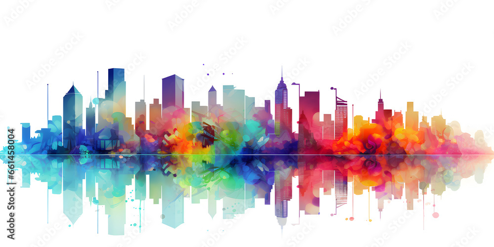 Colorful cityscape for poster background