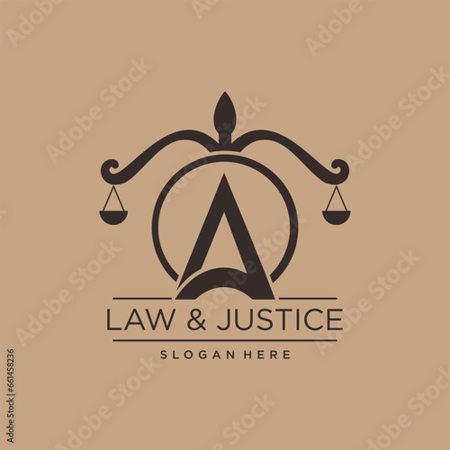 LAW & JUSTICE VECTOR LOGO DESIGN WITH MODERN LETTER CONCEPT