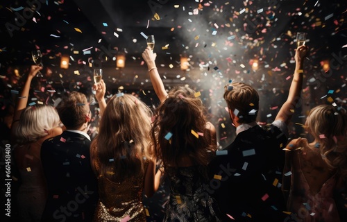 A group of people celebrate the new year