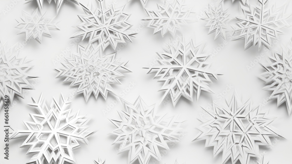 White snowflakes on a plain white or blue background, highlighting their unique symmetrical patterns. SEAMLESS PATTERN. SEAMLESS WALLPAPER. White snowflakes on a plain white or blue background, highlighting their unique symmetrical patterns. SEAMLESS PATTERN. SEAMLESS WALLPAPER.