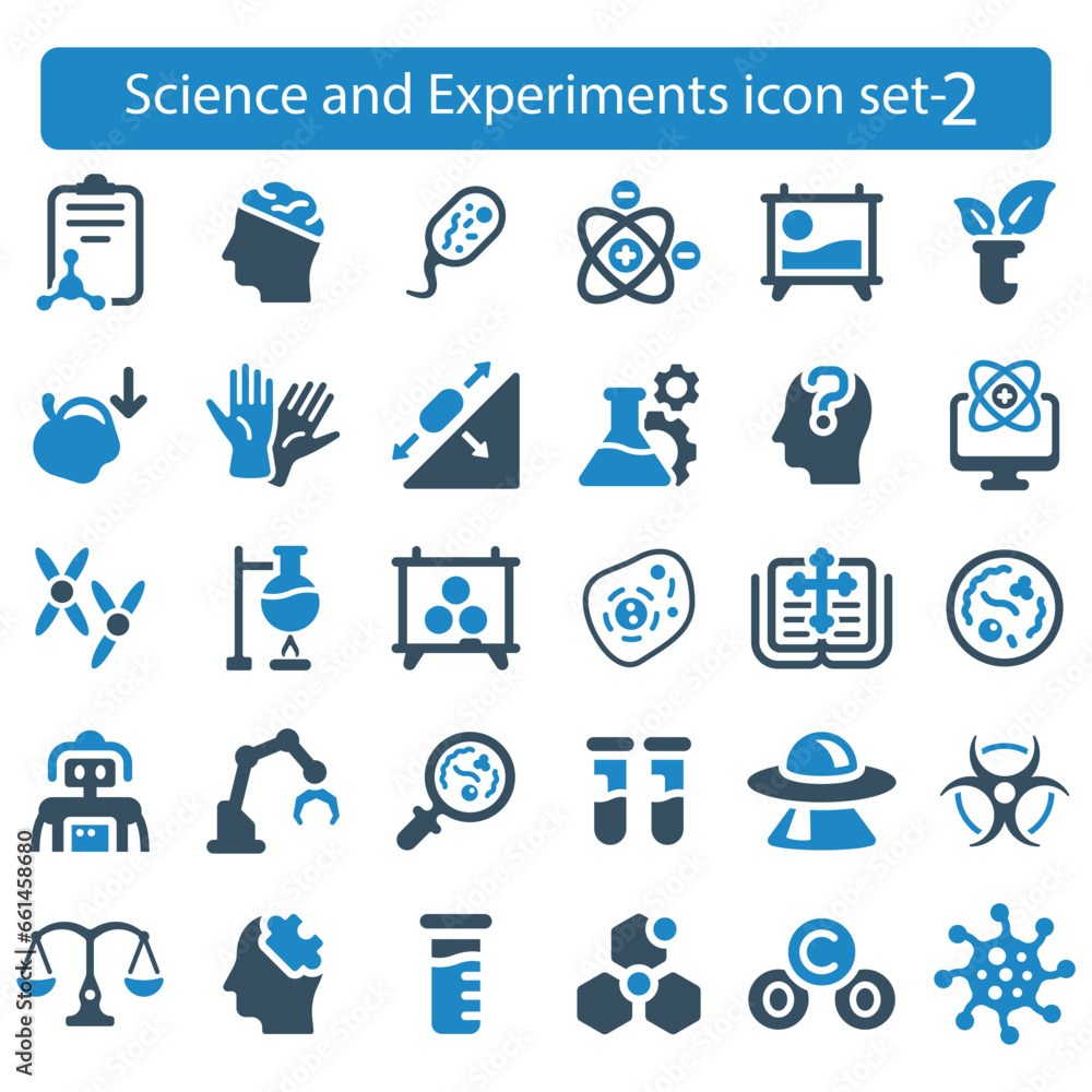 science and Experiments icon set