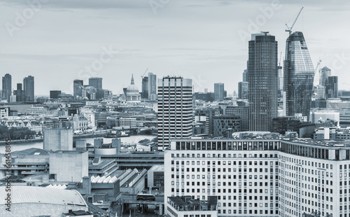 Photography London city, bird eye view of South Bank of River Thames on a daytime