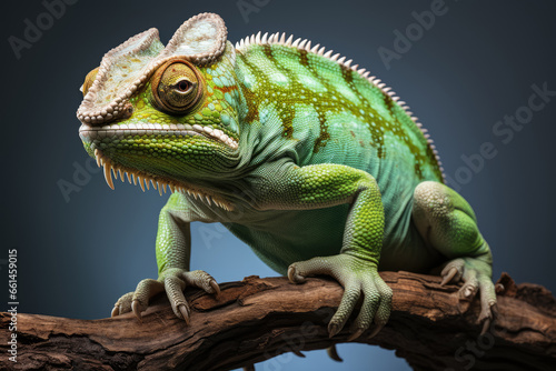 Beautiful of chameleon portrait on a branch