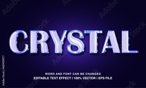 Crystal editable text effect template, glass glossy style typeface, premium vector 