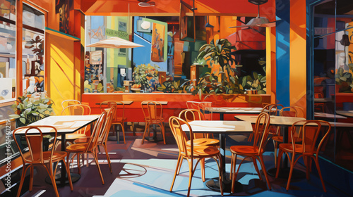 A painting of a restaurant