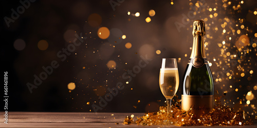 Sparkling Moments, Festive Celebration with Champagne, Confetti, and Streamers