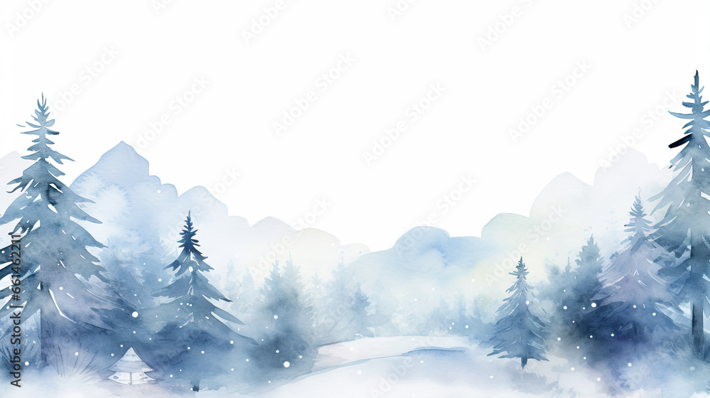 Winter background vector. Hand painted watercolor drawing for Christmas and Happy New Year season. Background design for invitation, cards, social post, ad, cover, sale banner and invitation.