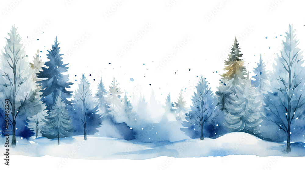 Winter background vector. Hand painted watercolor drawing for Christmas and Happy New Year season. Background design for invitation, cards, social post, ad, cover, sale banner and invitation.