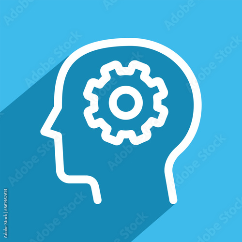 cogwheel, human head icon, linear, vector illustration 