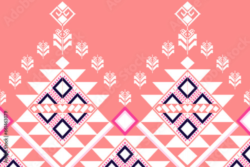 Ethnic pattern designs, ethnic pattern graphics, geometric shapes and flowers are used for weaving ,rug,clothing, wrap, batik, fabric, embroidery style illustration, Ethnic abstract pixel art style